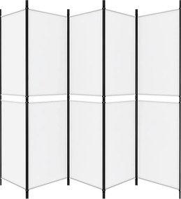 vidaXL Διαχωριστικό Δωματίου με 5 Πάνελ Λευκό 250x200 εκ. από Ύφασμα