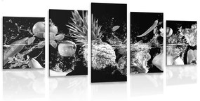 Εικόνα 5 μερών βιολογικά φρούτα και λαχανικά σε ασπρόμαυρο - 100x50