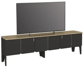 Έπιπλο τηλεόρασης Pedro Megapap χρώμα ανθρακί - rota oak 180x35x50,7εκ.