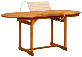 vidaXL Σετ Τραπεζαρίας Κήπου 5 Τεμαχίων από Μασίφ Ξύλο Ακακίας 120-170 εκ.