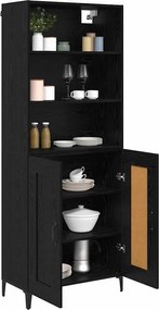 vidaXL Highboard 2 pcs Μαύρη δρυς Επεξεργασμένο ξύλο