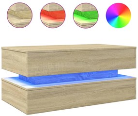 vidaXL Τραπεζάκι Σαλονιού με LED Sonoma Δρυς 90 x 50 x 40 εκ.