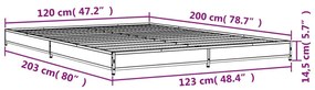 Πλαίσιο Κρεβατιού Καφέ Δρυς 120x200 εκ. Επεξ. Ξύλο &amp; Μέταλλο - Καφέ