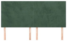 vidaXL Κεφαλάρια Κρεβατιού 4 τεμ.Σκ.Πράσινο 100x5x78/88 εκ. Βελούδινο