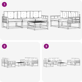 vidaXL Σειρά Καναπέ Εξωτερικού με μαξιλάρι 6 pcs Λευκό και Μπεζ