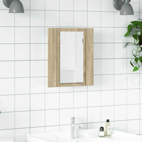 vidaXL Ντουλάπι Μπάνιου με Καθρέφτη &amp; LED Sonoma Δρυς Ακρυλικός