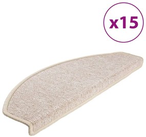 vidaXL Πατάκια Σκαλιών 15 τεμ. Μεγάλα Μπεζ-Μπεζ-Ημί-Στρογγυλά 65x24x4 εκ.