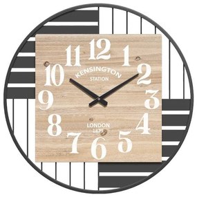 Ρολοϊ τοίχου Kensington Station Fylliana Μαύρο Μεταλλικό Φ60εκ.