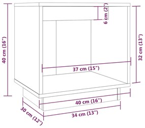 Κομοδίνο Καφέ Μελί 40 x 30 x 40 εκ. από Μασίφ Ξύλο Πεύκου - Καφέ