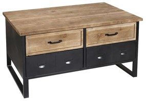 Τραπέζι Σαλονιού Με 4 Συρτάρια FOP201 Sonoma-Black 103x63x53cm Espiel Μέταλλο,Ξύλο