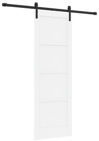 vidaXL Συρόμενη Πόρτα  με Σετ Υλικών Λευκή 73.5x211 εκ. Συμπαγές Ξύλο Πεύκο