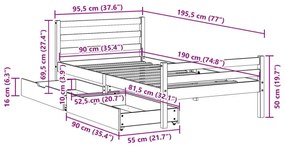 Σκελετός Κρεβατιού Χωρίς Στρώμα 90x190 εκ Μασίφ Ξύλο Πεύκου - Καφέ