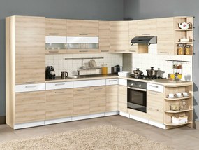 Σετ κουζίνας Mode 136, 215cm, Πάγκος, Πλαστικοποιημένη μοριοσανίδα, Γωνιακός | Epipla1.gr