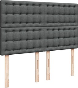 vidaXL Κρεβάτι Boxspring με Στρώμα Σκούρο Γκρι 140x200 εκ Υφασμάτινο