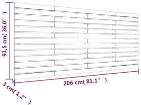 Κεφαλάρι Τοίχου Λευκό 206x3x91,5 εκ. από Μασίφ Ξύλο Πεύκου - Λευκό