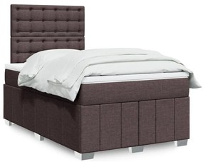 Κρεβάτι Boxspring με Στρώμα Σκούρο Καφέ 120x190 εκ Υφασμάτινο