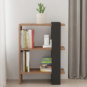 Βιβλιοθήκη Maverick pakoworld σε sonoma-ανθρακί απόχρωση 51,8x25x70εκ (1 τεμάχια)