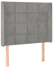 vidaXL Κεφαλάρι Κρεβατιού LED Ανοιχτό Γκρι 103x16x118/128εκ. Βελούδινο