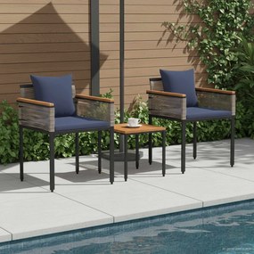 vidaXL Σετ Εξωτερικών Επίπλων Γκρι και Navy Blue συνθετικό ρατάν