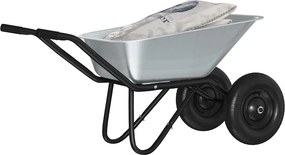 vidaXL Τροχόσπιτο Ασημί και Μαύρο 137 x 60 x 65,5 εκ Ατσάλι