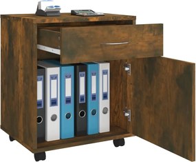 vidaXL Ντουλάπι Με Ροδάκια Καπνιστή Δρυς 45x38x54 εκ. Επεξεργ. Ξύλο