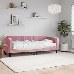 Καναπέ Κρεβάτι με Στρώμα Ροζ 80 x 200 εκ. Βελούδινος - Ροζ