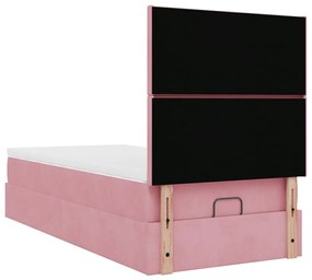 vidaXL Οθωμανικό κρεβάτι με στρώματα Ροζ 100x200cm Velvet
