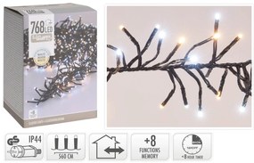 768 Φωτάκια LED - 5.6 Μέτρα + 3 Μέτρα σύνδεσης, Κανονική Διάταξη, με χειριστήριο, 8 προγράμματα, Μαύρο καλώδιο PVC - Λευκό, Θερμό Λευκό
