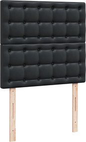 vidaXL Κρεβάτι Boxspring με Στρώμα Μαύρο 90x200εκ. από Συνθετικό Δέρμα