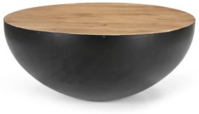 307-000005 Τραπέζι σαλονιού Coffelty Inart μαύρο μέταλλο-μασίφ ξύλο ακακίας Φ90x40εκ ACACIA WOOD-IRON NATURAL-BLACK, 1 Τεμάχιο