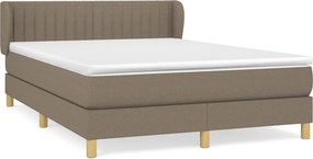 vidaXL Κρεβάτι Boxspring με Στρώμα Taupe 140x200 εκ. Υφασμάτινο