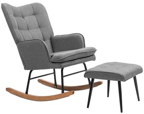 HOMCOM Κουνιστή πολυθρόνα με υποπόδιο, άνετη, έως 130 kg, όψη λινό, 64x89x90cm, Σκούρο γκρι