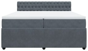 Κρεβάτι Boxspring με Στρώμα Σκούρο Γκρι 200x200 εκ. Βελούδινο - Γκρι