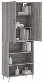 vidaXL Ντουλάπι Γκρι Sonoma 69,5 x 34 x 180 εκ. Επεξεργασμένο Ξύλο