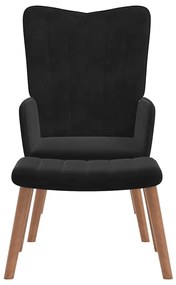 vidaXL Πολυθρόνα Relax Μαύρη Βελούδινη με Σκαμπό