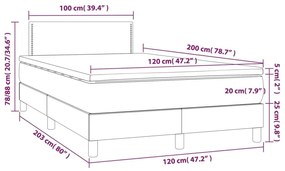 Κρεβάτι Boxspring με Στρώμα &amp; LED Σκ. Γκρι 120x200εκ. Βελούδινο - Γκρι