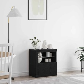 vidaXL Μπουφέ με LED Φωτιστικά Μαύρη Δρυς 60,5x37x67 εκ.