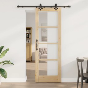 vidaXL Συρόμενη Πόρτα με Σετ Υλικών 73.5x211 εκ Μασίφ Ξύλο Πεύκου