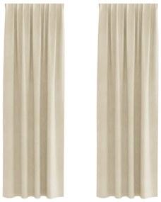 vidaXL Κουρτίνες με κουρτίνες 2 pcs Κρεμ 140 x 225 cm Βελούδο