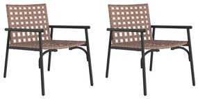 vidaXL Καρέκλα Κήπου 2 pcs Μαύρο 79 x 56 x 73.5 εκ. συνθετικό ρατάν