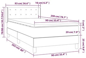 Κρεβάτι Boxspring με Στρώμα Λευκό 90x200εκ. από Συνθετικό Δέρμα - Λευκό