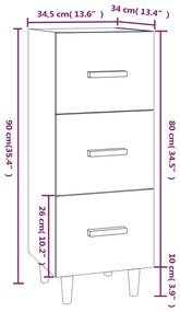 Ντουλάπι Γκρι Sonoma 34,5x34x90 εκ. από Επεξεργασμένο Ξύλο - Γκρι