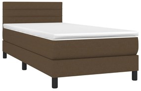 vidaXL Κρεβάτι Boxspring με Στρώμα Σκούρο Καφέ 90x200 εκ. Υφασμάτινο