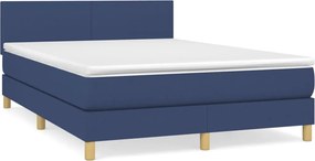 vidaXL Κρεβάτι Boxspring με Στρώμα Μπλε 140x190 εκ. Υφασμάτινο
