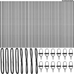 vidaXL Ενσωματωμένος Πόλος Φράχτη 52 pcs Γκρι