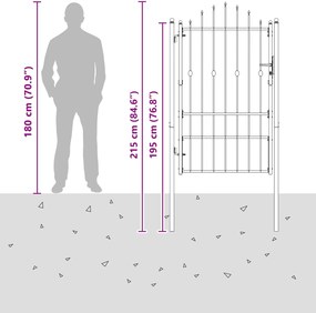 vidaXL Πύλη Φράχτη ASTEN 100 x 150 cm Μέταλλο Μαύρο Κλειδώσιμο