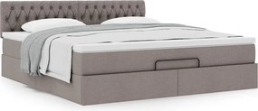 vidaXL Οθωμανικό κρεβάτι με στρώμα Taupe 180x200cm ύφασμα