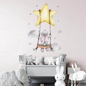 Αυτοκόλλητα Τοίχου Bunny On Swing 70x49εκ. Sipo SIP-WS63025