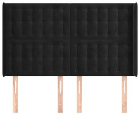 Κεφαλάρι με Πτερύγια Μαύρο 147x16x118/128 εκ. Βελούδινο - Μαύρο