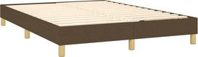 vidaXL Κρεβάτι Boxspring με Στρώμα &amp; LED Σκ.Καφέ 140x200 εκ Υφασμάτινο